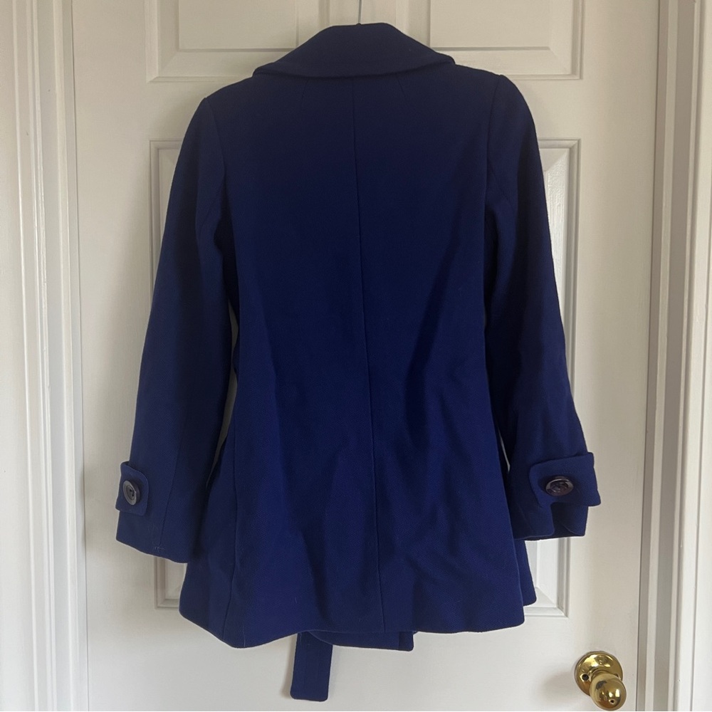 J Crew Wool Lille Cobalt Blue Belted Peacoat - Picture 4 of 8